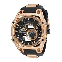 Invicta Men's Akula 52mm Silicone and Stainless Steel Automatic Chronograph Watch, Black/Rose Gold (Model: 32351)