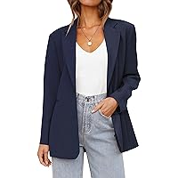 MEROKEETY Women's 2024 Fall Casual Blazers Long Sleeve Lapel Open Front Button Work Blazer Jackets with Pockets