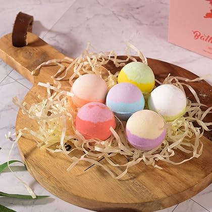 Bath Bombs Gift Set for Women 6 Pack, Contains Natural Essential Oil, Moisturizes Soothes The Skin, SPA Bubble Bathbombs for Kids, Mothers Day Gifts, for Birthday Valentines Christmas