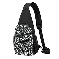 Black And White Skulls Pattern Crossbody Chest Bag, Casual Backpack, Small Satchel, Multi-Functional Travel Hiking Backpacks