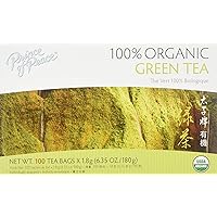 Organic Green Tea, 100 Tea Bags – 100% Organic Green Tea – Unsweetened Green Tea – Lower Caffeine Alternative to Coffee – Herbal Health Benefits