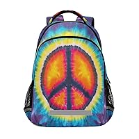 ALAZA Peace Sign Design Tie Dye Backpack Purse for Women Men Personalized Laptop Notebook Tablet School Bag Stylish Casual Daypack, 13 14 15.6 inch