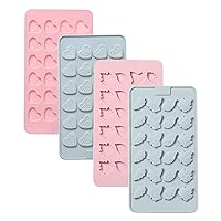 Small Silicone Leaf Molds and Heart Chocolate Molds Set of 4 Candy Molds Non-stick Gummy Molds Cake Decorations Ice Molds (Blue and Pink)