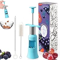 Grape Cutter Slicer for Toddlers Grape Slicer with 2 Straw Brushes Cuts Grape & Tomato & Blueberry into 4 Pieces Toddler Essentials Fruit Cutter with 2 Types of Slicing (Blue)