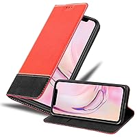 Book Case Compatible with Apple iPhone 13 PRO in RED Black - with Magnetic Closure, Stand Function and Card Slot - Wallet Etui Cover Pouch PU Leather Flip