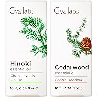 Hinoki Essential Oil for Skin & Cedarwood Oil for Hair Growth Set - 100% Natural Therapeutic Grade Essential Oils Set - 2x0.34 fl oz - Gya Labs