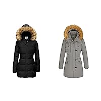 WenVen Women's Winter Waterproof Thicken Puffer Jacket with Fur Hood