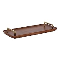 Kate and Laurel Cantwell Mid-Century Modern Wood Tray, 18 x 8, Walnut Brown, Decorative Tray for Serving, Storage and Display