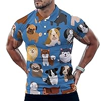 Dog Paws Puppy Animal Pets Slim Fit Polo Shirts for Men Tennis Collar Short Sleeve Tops T-Shirt Casual Golf Tees