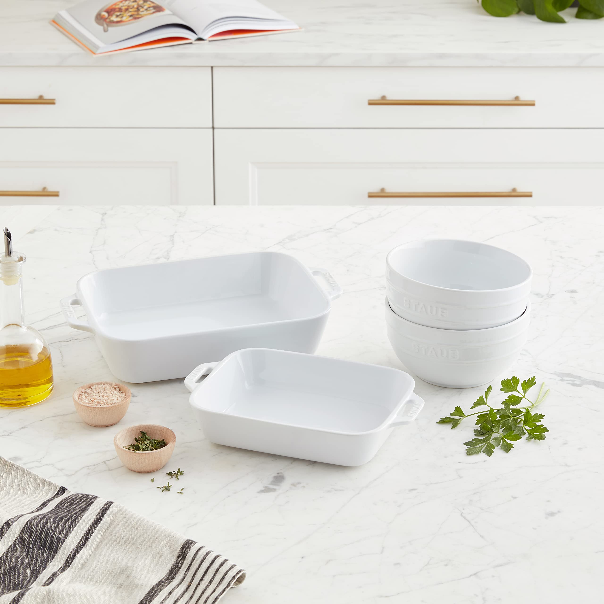 STAUB Ceramic 4-pc Baking Dish and Bowl Set - White