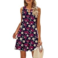 Pub Trendy Summer Tunic Dress Women Sleeveless High Waisted Comfortable Dress Teen Girls Print Cotton Scoop Multi XL
