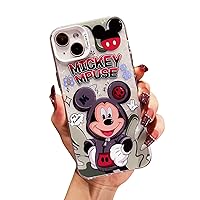 Case for iPhone 15, Cute Cartoon Mickey Pearly-Lustre Shell Pattern Phone Case, Shockproof Protective Hard Back Slim Case for Women & Girls