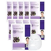 DERMAL Acai Berry Collagen Essence Facial Mask Sheet 23g Pack of 10 - Moisturizing & Firming Keeps Skin Healthy and Clean, Daily Skin Treatment Solution Sheet Mask