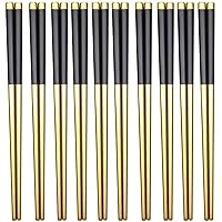 WARRIO 10 Pairs of Stainless Steel Chopsticks, Washable, Sushi or Rice Tableware, Reusable (Color : Black)