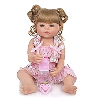 22 Inch Reborn Baby Dolls, Realistic Newborn Baby Dolls, Lifelike Handmade Silicone Doll, Baby Soft Skin Realistic, Birthday Gift Set for Kids Age 3 +