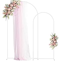 Fomcet Metal Arch Backdrop Stand Set of 2 Wedding Arch Stand White 7.2FT & 6FT Arched Frame for Birthday Party Baby Shower Graduation Ceremony Decorations