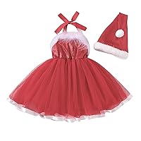 Toddler Girls Autumn Winter Christmas Yarn Dress Long Dress with Christmas Hat Baby Girl Rare Additions