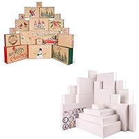 Giiffu 18 Kraft Christmas Gift Boxes and 18 White Gift Boxes Bulk with Christmas Tags