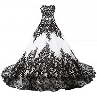 Women's Women's Vintage Gothic Wedding Dress Sweetheart Lace Appliques Prom Ball Gowns