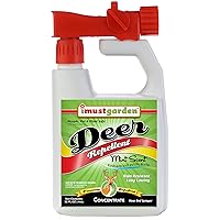 I Must Garden Deer Repellent Hose END Concentrate: Mint Scent Deer Spray for Gardens, Plants, and Trees – 32oz Easy Hose End Sprayer – Covers 10,000 sq. ft.
