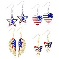 4th of July Earrings for Women,American Flag Patriotic Beaded Earrings Dangle Red White Blue Earrings for Independence Day Holiday Jewelry
