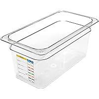 Carlisle FoodService Products Storplus Permalabel Food Storage Container Food Pan with Integrated Label for Kitchen and Restaurant, Polycarbonate, 1/3 Size 6 Inches Deep, Clear, (Pack of 6)