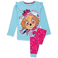 Paw Patrol Girls Skye Pyjama Set | Kids Blue & Pink Loungewear T-Shirt & Pants Complete PJ Bundle | Nightwear Pajama Gift