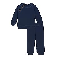 Lilax Baby Boy Outfit Pant Set, Solid Ribbed Knit Toddler Pullover Sweater & Pants Set