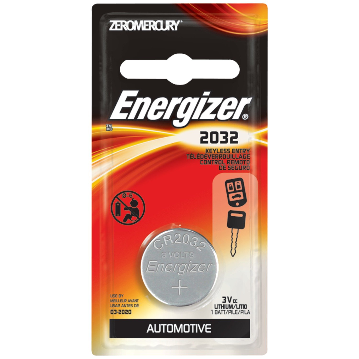 Energizer® Coin Lithium Premium 2032 Battery, Watch/Electronic Batteries, 3 Volts, 2032, Lithium Button Cell