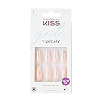 KISS Gel Sculpted, Press-On Nails, Nail glue included, Hold Me Closer', Off White, Long Size, Coffin Shape, Includes 28 Nails, 2g Glue, 1 Manicure Stick, 1 Mini file