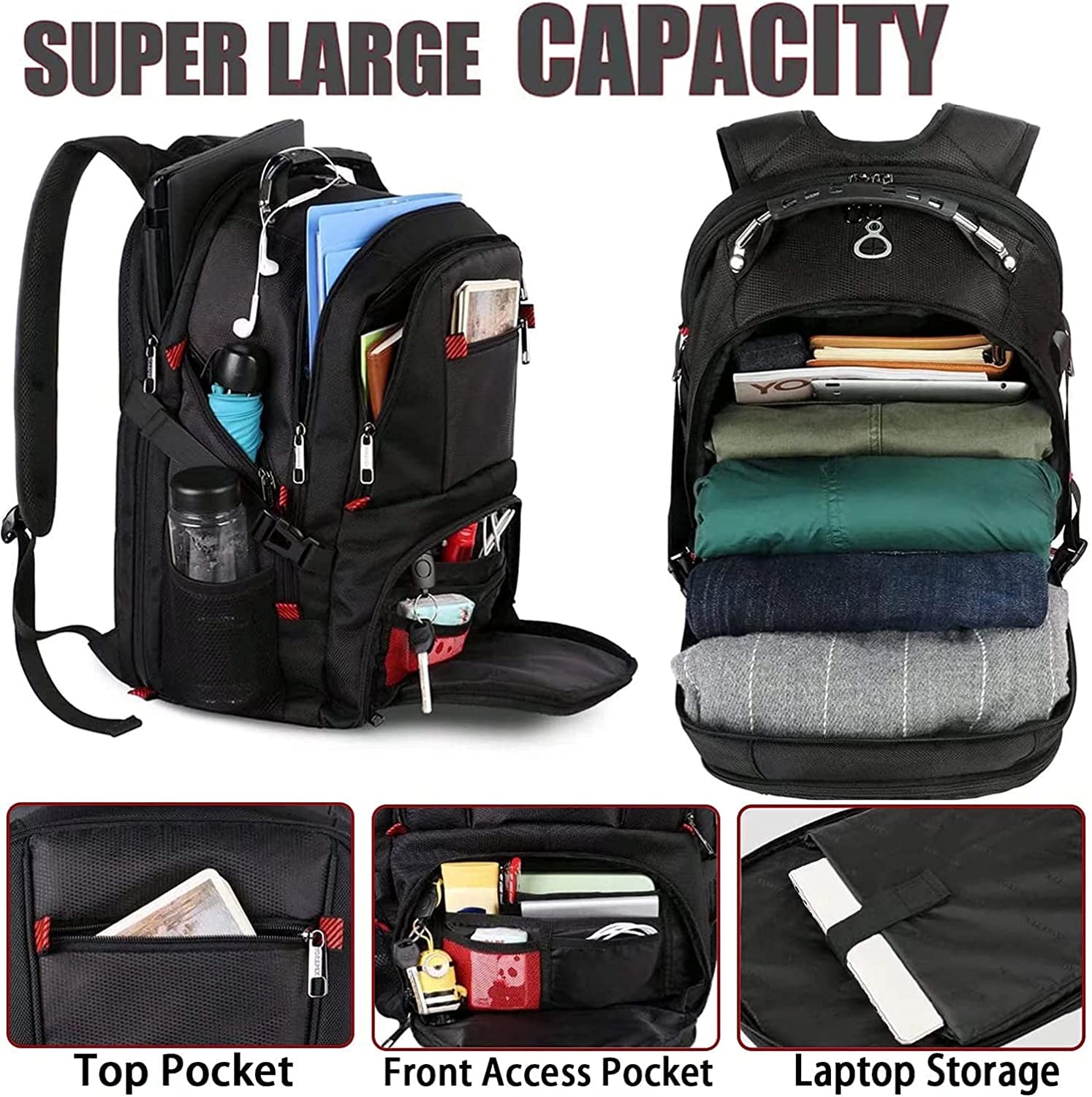 YOREPEK Travel Backpack, 50L Extra Large Laptop Backpacks for Men Women, Soccer Bag, Soccer Backpack with Ball Compartment