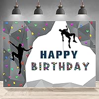 Happy Birthday Backdrop Rocks Climb On Over Photography Background for Boys Kids Birthday Party Decorations Supplies Favors Cake Table Banner Photo Booth Studio Props 7x5ft