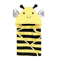 Hudson Baby Unisex Baby Cotton Animal Face Hooded Towel, Yellow Bee, One Size