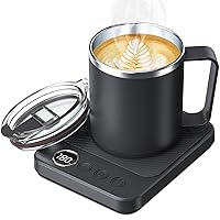 Coffee Mug Warmer & Mug Set for Desk, Electric 36w Coffee Cup Warmer with Auto Shut Off, Timer. Smart Cup Mug Heater with 16oz Cup for Warming and Heating Coffee, Beverage, Candles, Tea, Cocoa, Black