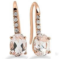 1 1/5Ct Morganite & Diamond Drop Earrings 14K Rose Gold 3/4