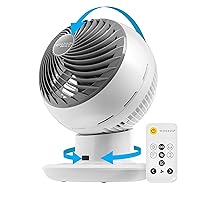 IRIS USA WOOZOO Fan with Remote, Oscillating Fan, Desk Fan, Table Air Circulator, Globe Fan, Fan for Bedroom, 10 Speed, 89ft Max Air Distance, Low Noise DC Motor, 8h Timer, 120° Adjustable Tilt, White