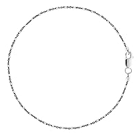Jewelry Affairs Black And White Barrel Bead Style Chain Anklet In Sterling Silver