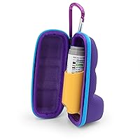 CASEMATIX Asthma Inhaler Case with Lanyard and Clip On Keychain Carabiner, Inhaler Holder Extended to Fit Standard Rescue and New Albuterol Inhaler Devices up to 4 Inches - Includes Asthma Case Only