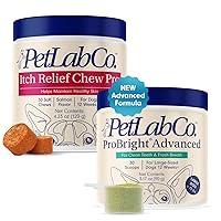 PetLab Co. – Itch & Breath Bundle: Dental Powder for Fresh Breath in just 1 Scoop, for Large Dogs & Salmon Itch Relief Chew Pro Effortless Seasonal Allergy Support