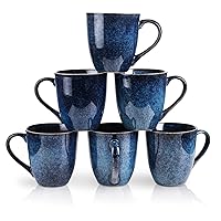 Starry Blue 6.5 oz Cappuccino Cups with Saucers, Set of 4, Ceramic Coffee  Cup for Au Lait, Double shot, Latte, Cafe Mocha, Tea, Starry Blue