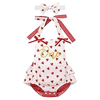 IBTOM CASTLE Baby Girl 1st Birthday Outfit Princess Sleeveless Backless Romper Summer Cake Smash Outfit with Bowknot Headband