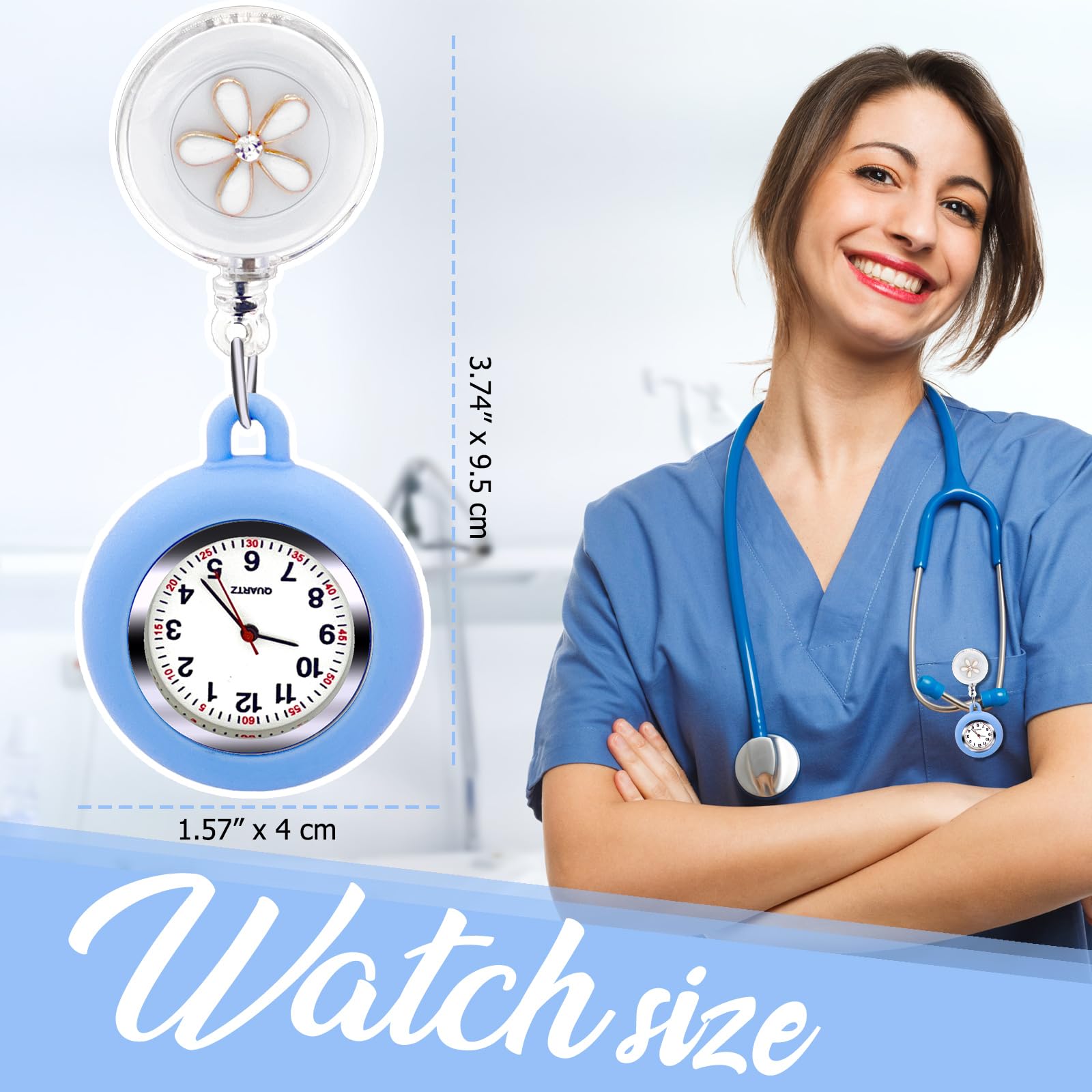 Lragvtbk 2 Pcs Retractable Nurse Watch for Nurses Student Gifts Clip Watch Nurse Badge Accessories