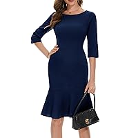 Wedtrend Women's Work Dress, Ruched Fishtail Dress Bodycon Office Business Pencil Dress