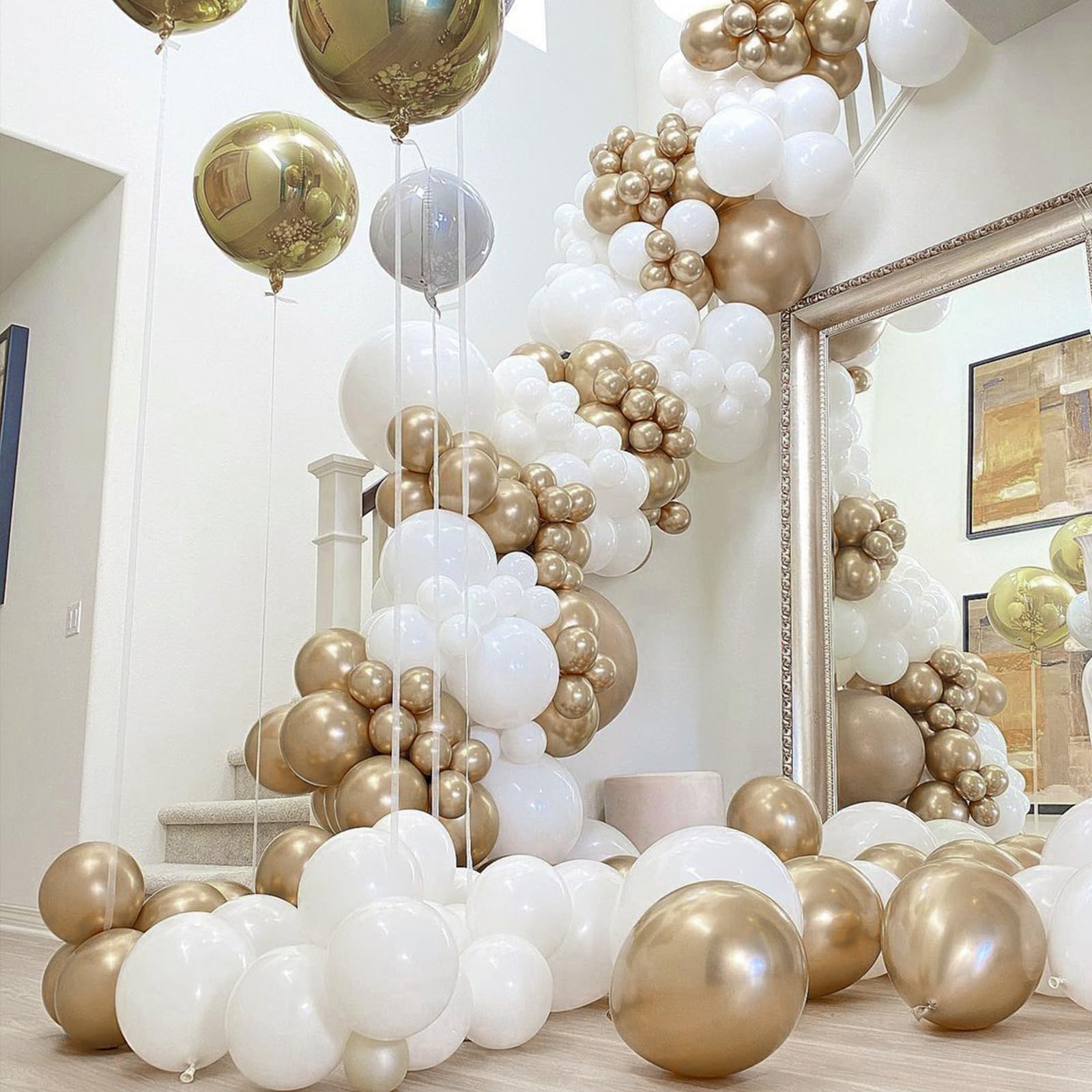 PartyWoo Chrome Gold Balloons, 100 pcs Gold Chrome Balloons Different Sizes Pack of 18 Inch 12 Inch 10 Inch 5 Inch for Balloon Garland or Balloon Arch as Birthday Decorations, Party Decorations
