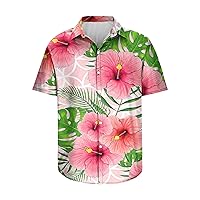 Mens Hawaiian Shirts Floral Printed Short Sleeve Turndown Collar 2023 Summer Loose Casual Beach Button Down Shirt