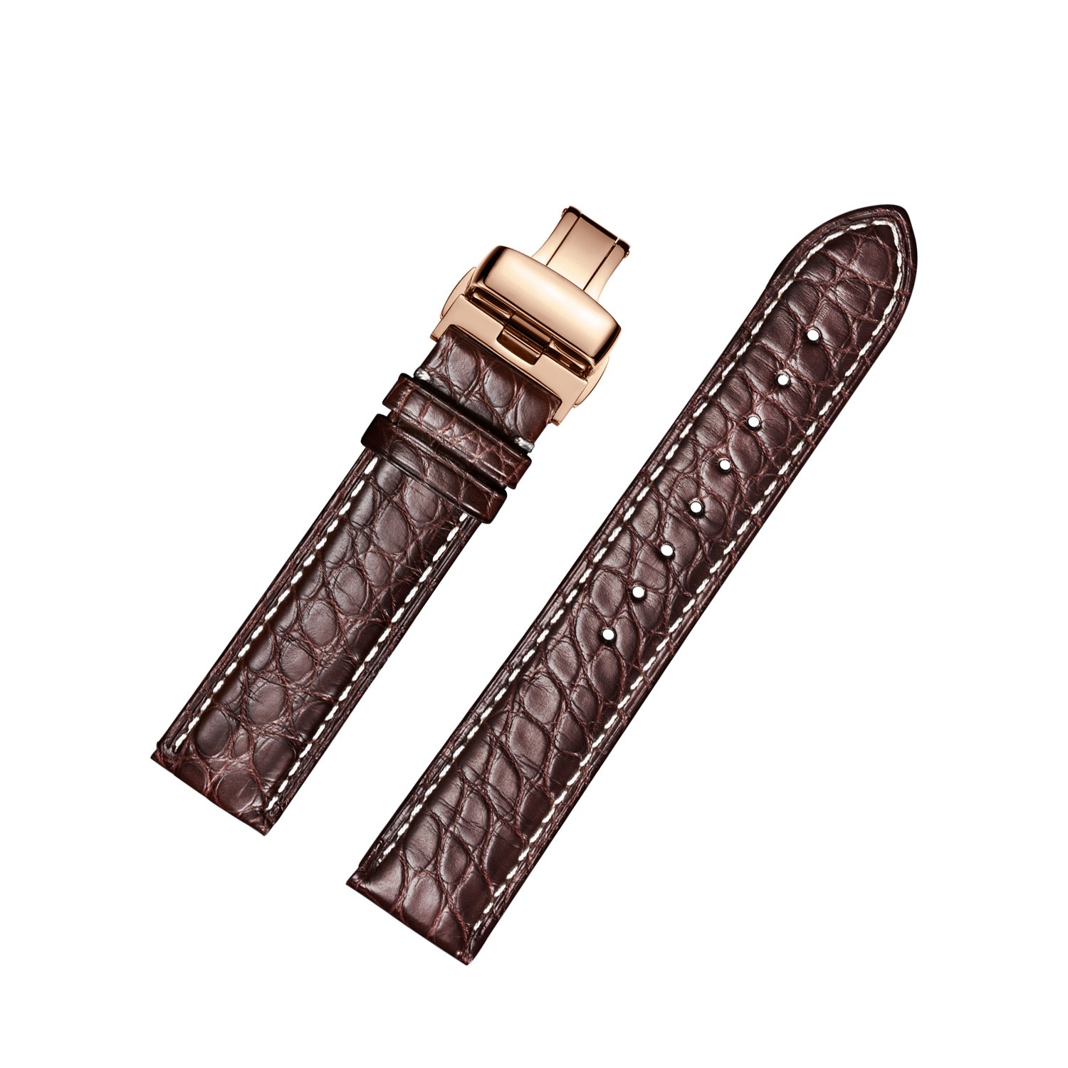 Alligator Leather Watch Strap Deployment Buckle for Men Watch's Band and Women's Watch Band 18mm 19mm 20mm 21mm 22mm 23mm 24mm