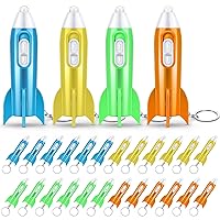 Hortsun Helicopter Mini Rocket Flashlight Keychain Outer Space Party Favors Bulk Rocket LED Flashlight Helicopter Key Ring Students Gift Birthday Party Favors(100 Pcs, Rocket)