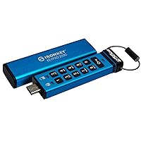 Kingston Ironkey Keypad 200 USB-C 256GB Encrypted Flash Drive | OS Independent | FIPS 140-3 Level 3 | XTS-AES 256-bit | BadUSB and Brute Force Protection | Multi-Pin Option | IKKP200C/256GB