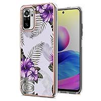 XYX Case Compatible with Xiaomi Redmi Note 10s, Sparkling Marble Pattern TPU IMD Bumper Hybrid Shockproof Protective Case Cover for Redmi Note 10s, Purple Flower