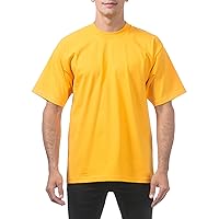 Pro Club Men's Heavyweight Cotton Short Sleeve Crew Neck T-Shirt, Gold, 4X-Large